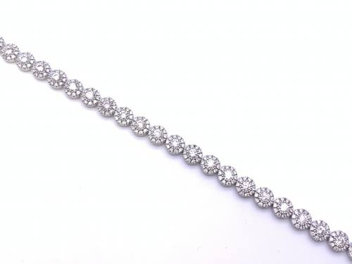 18ct White Gold Diamond Cluster Bracelet 5.00ct