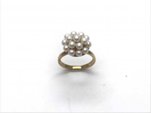 9ct Yellow Gold Pearl Cluster Ring