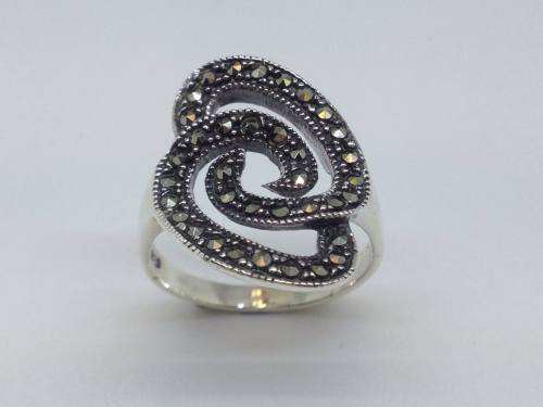 Silver Fancy Marcasite Ring Size L