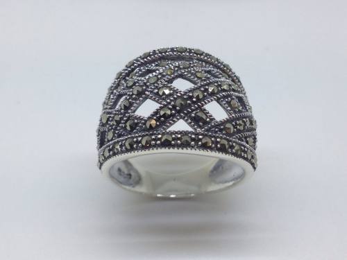 Silver Marcasite Ring Size P