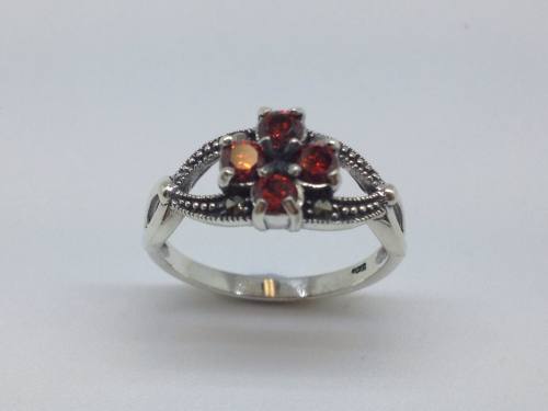 Silver Marcasite & Cz Ring Size N