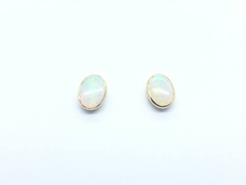 9ct Yellow Gold Oval Opal Earrings