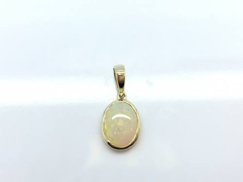 9ct Yellow Gold Oval Rubover Opal Pendant