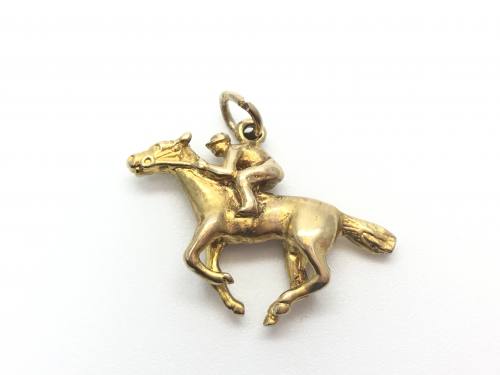 9ct Yellow Gold Horse And Jockey Charm