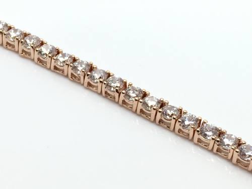 Silver Rose Plated CZ Claw Set Bracelet 6 1/2 Inch