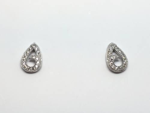 Silver CZ Set Stud Earrings