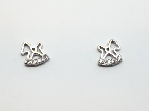 Silver CZ Set Rocking Horse Stud Earrings