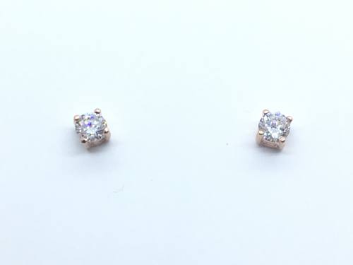 Silver Rose Gold Plated CZ Stud Earrings