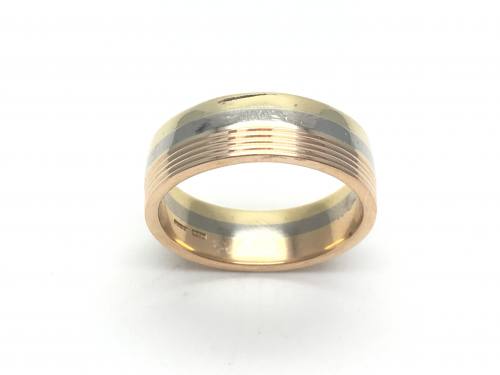 18ct 3 Colour Wedding Ring 7mm