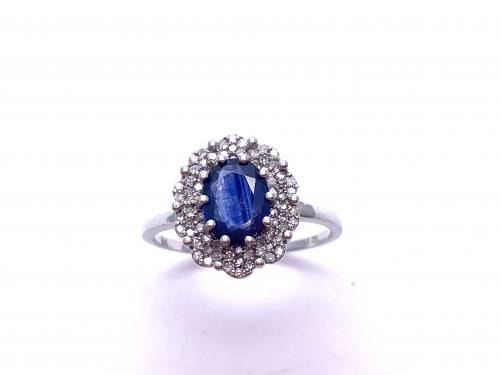9ct Sapphire & Diamond Cluster Ring 0.22ct