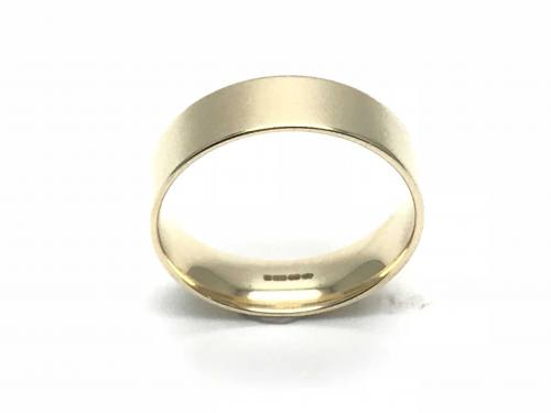 9ct Flat Court Yellow Gold Wedding Ring 6mm T
