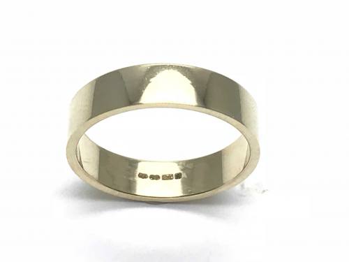 9ct Flat Yellow Gold Wedding Ring 5mm V