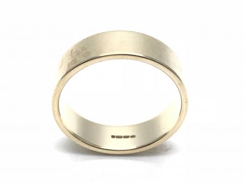 9ct Flat Yellow Gold Wedding Ring 6mm T