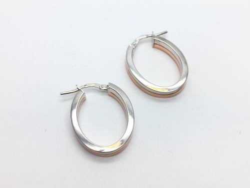 9ct Rose Gold and White Gold Hoop Earrings