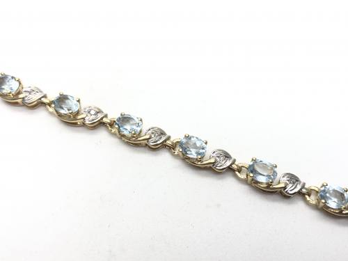 9ct Blue Topaz & Diamond Bracelet