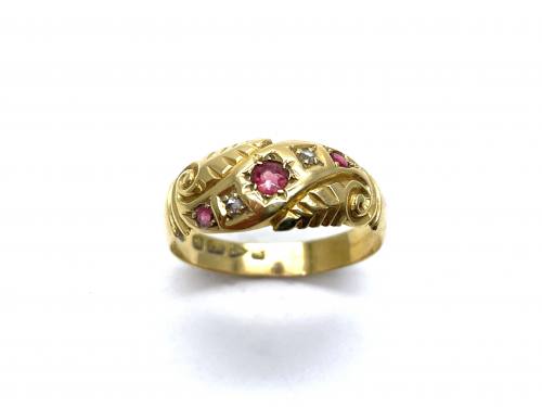 An Old 18ct Ruby & Diamond Ring Chester 1915
