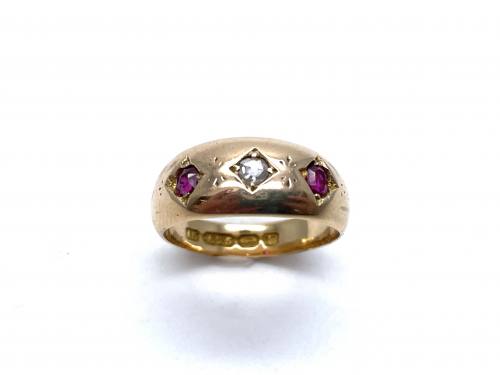 An Old 15ct Ruby & Diamond Ring Birmingham 1891