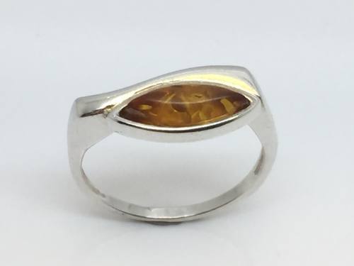 Silver Amber Ring