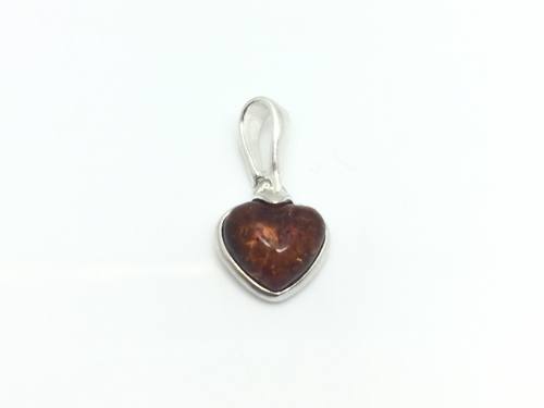 Silver and Amber Heart Pendant