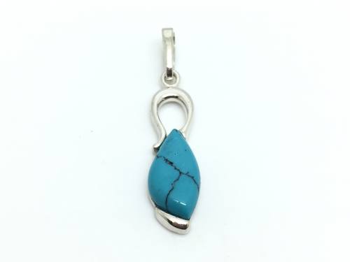 Silver and Created Turquoise Pendant