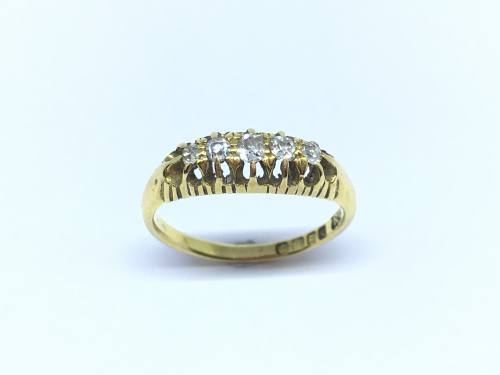 An Old 18ct Yellow Gold Diamond 5 Stone Ring