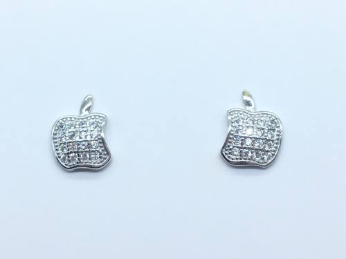 Silver CZ Apple Stud Earrings