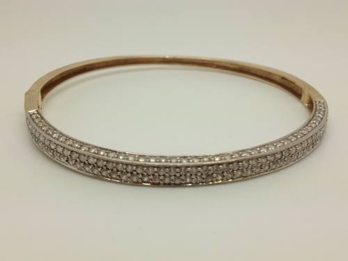 9ct Yellow Gold CZ Bangle
