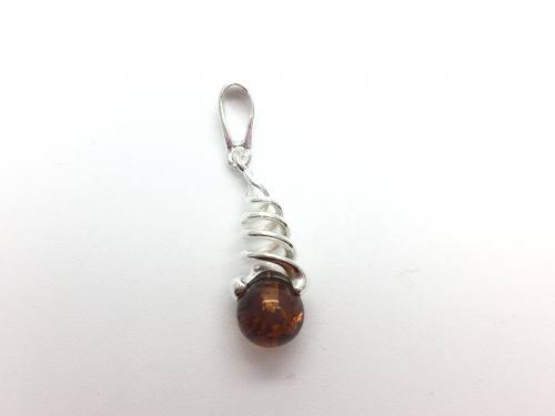 Silver Amber Spiral Pendant