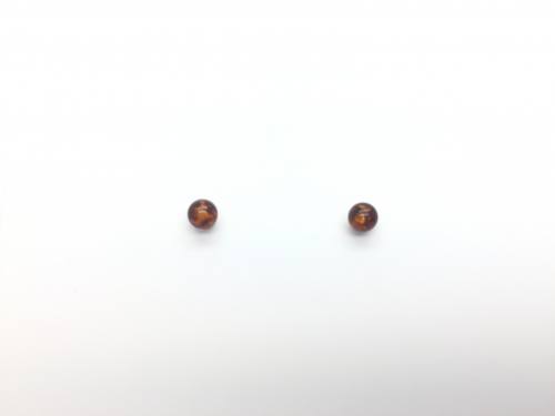 Silver Amber Ball Stud Earrings