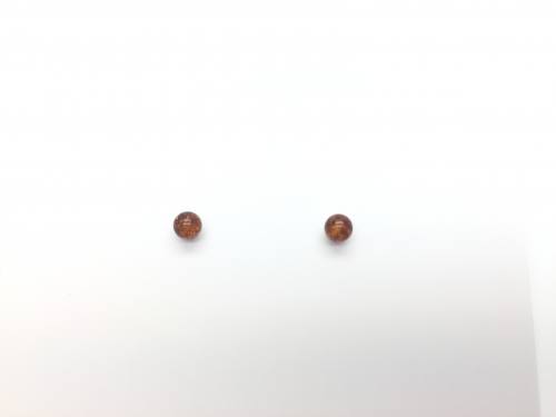 Silver Amber Ball Stud Earrings