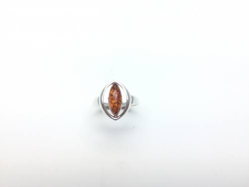 Silver Amber Fancy Ring
