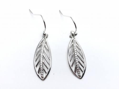 Silver Leaf Hook Earrings