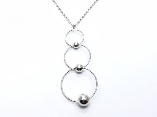 Silver Fancy Ball and Circle Pendant and Chain