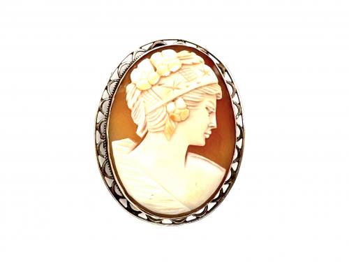 9ct Yellow Gold Cameo Brooch 37x46mm