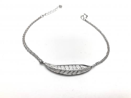 Silver CZ Feather Bracelet