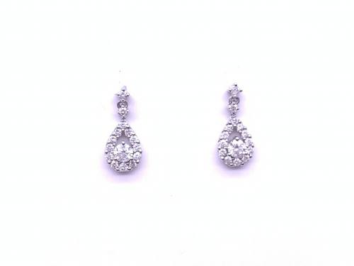 9ct White Gold Diamond Drop Earrings 0.60ct