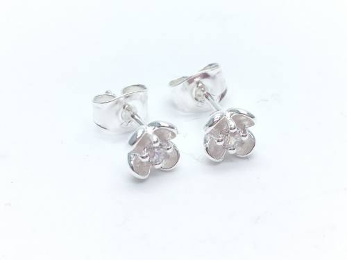 Silver and Shell Pearl with CZ Stud Earrings
