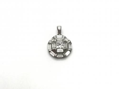 18ct Octagonal Diamond Cluster Pendant 0.65ct