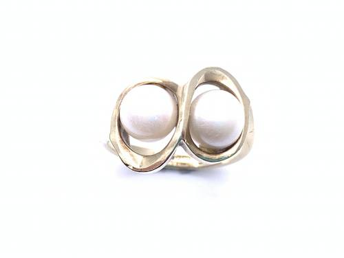 9ct Yellow Gold Double Pearl Ring