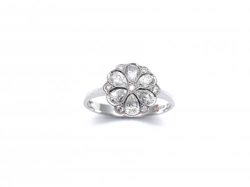 18ct White Gold Diamond Cluster Ring 0.91ct