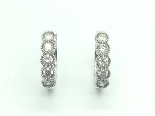 9ct White Gold Diamond Hoop Earrings 1.00ct