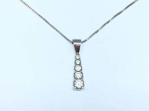 18ct Diamond 5 Stone Pendant & Chain 0.25ct