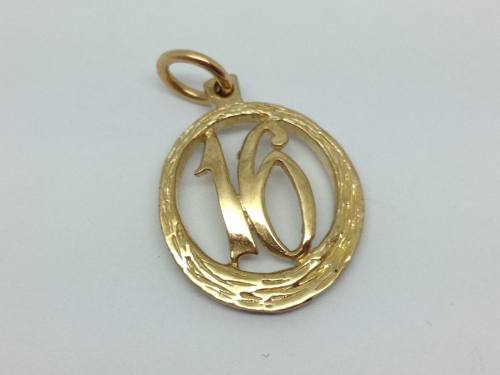 9ct Yellow Gold 16th Fob Charm