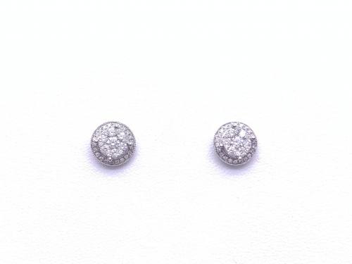 18ct White Gold Diamond Cluster Earrings 0.61ct