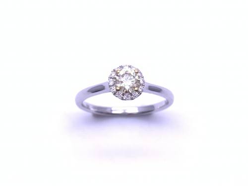 18ct White Gold Diamond Halo Solitaire Ring 0.52ct