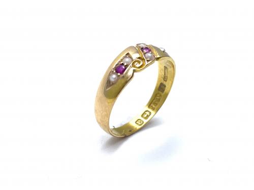 Victorian 15ct Ruby & Seed Pearl Birmingham 1900