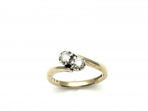 9ct Yellow Gold Diamond 2 Stone Ring