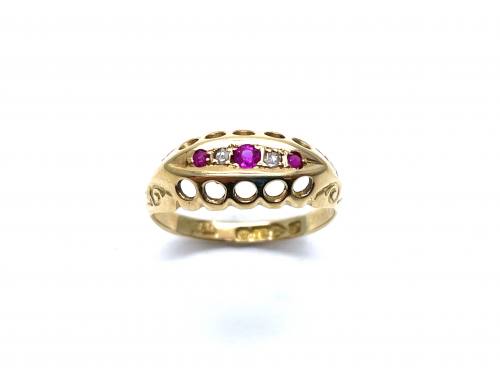 18ct Synthetic Ruby & Diamond Ring 1918