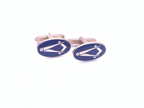 9ct Yellow Gold Blue Enamel Masonic Cufflinks