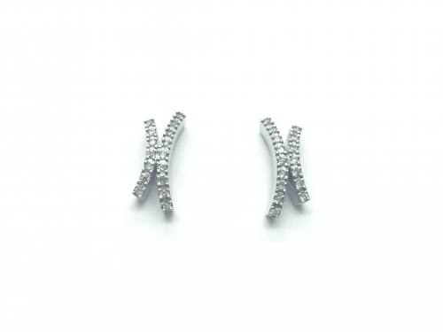 9ct White Gold Diamond Cross Style Earrings 0.22ct